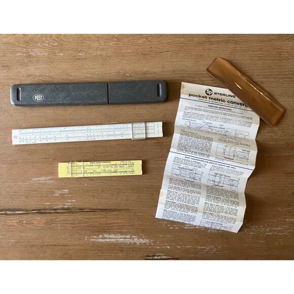 Two Slide Rulers Sterling Post Pocket Metric Converter Mechanical Calculators - Picture 2 of 6